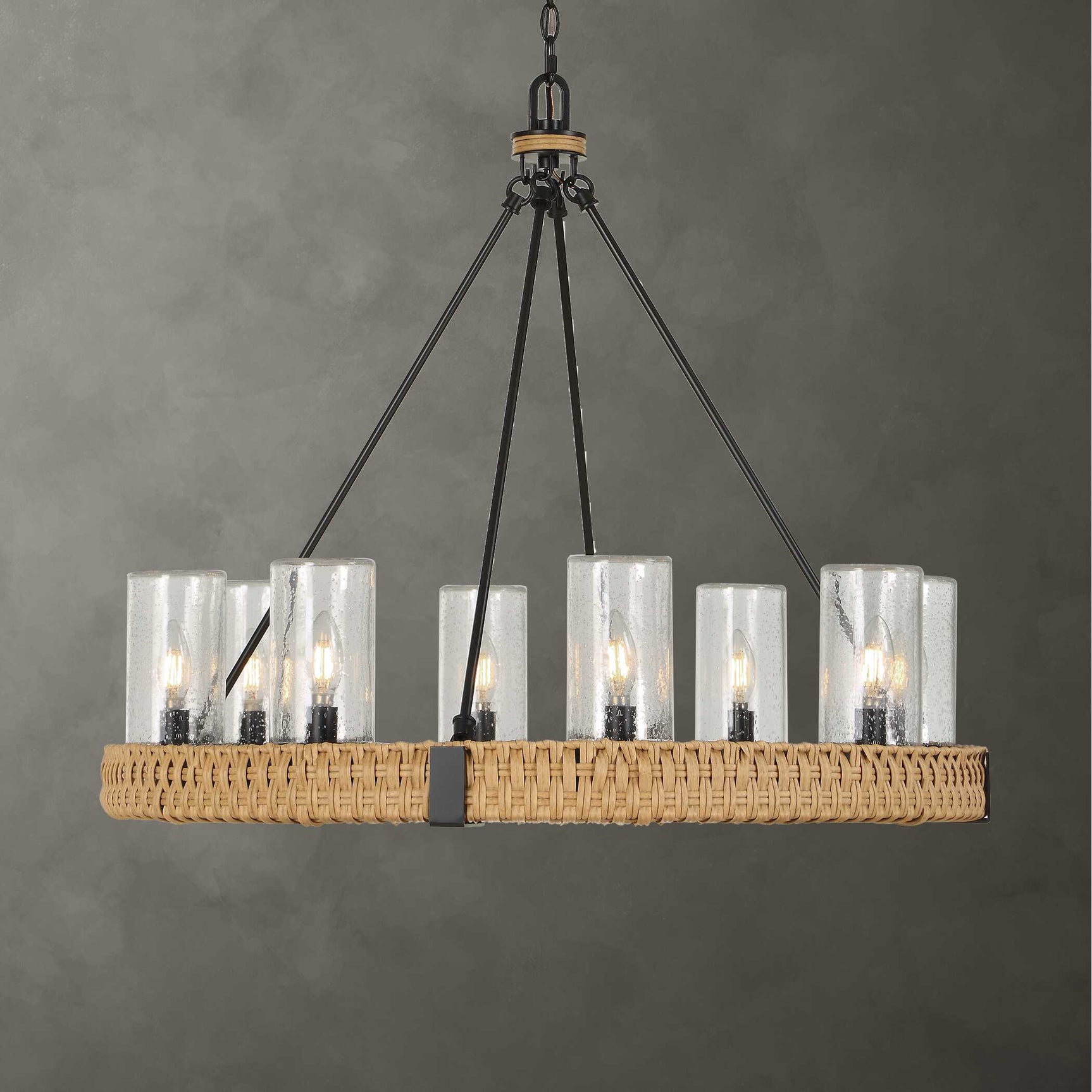 Palm Royal Black 8 Light Indoor-Outdoor Chandelier