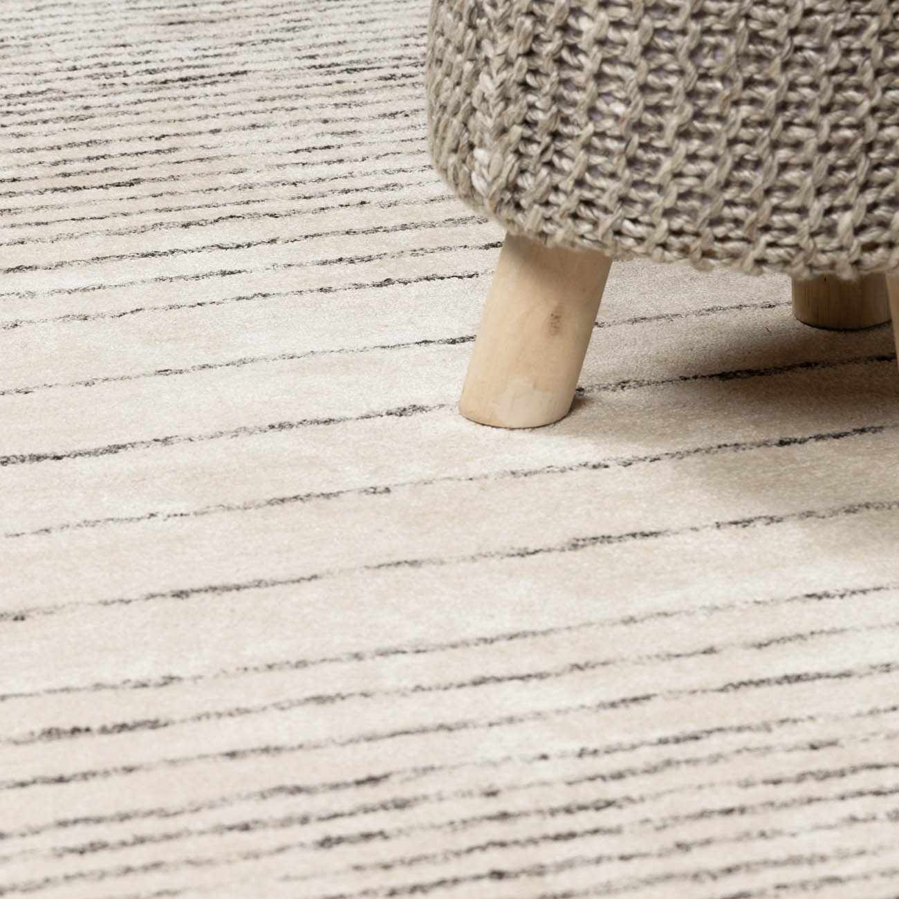 Ellisburg Striped Cream Faux Silk Rug - Clearance