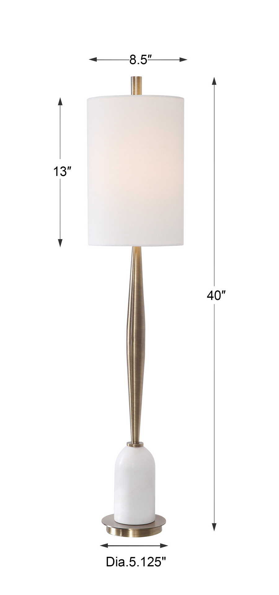 Minette Brass/White Mid-Century Buffet Lamp