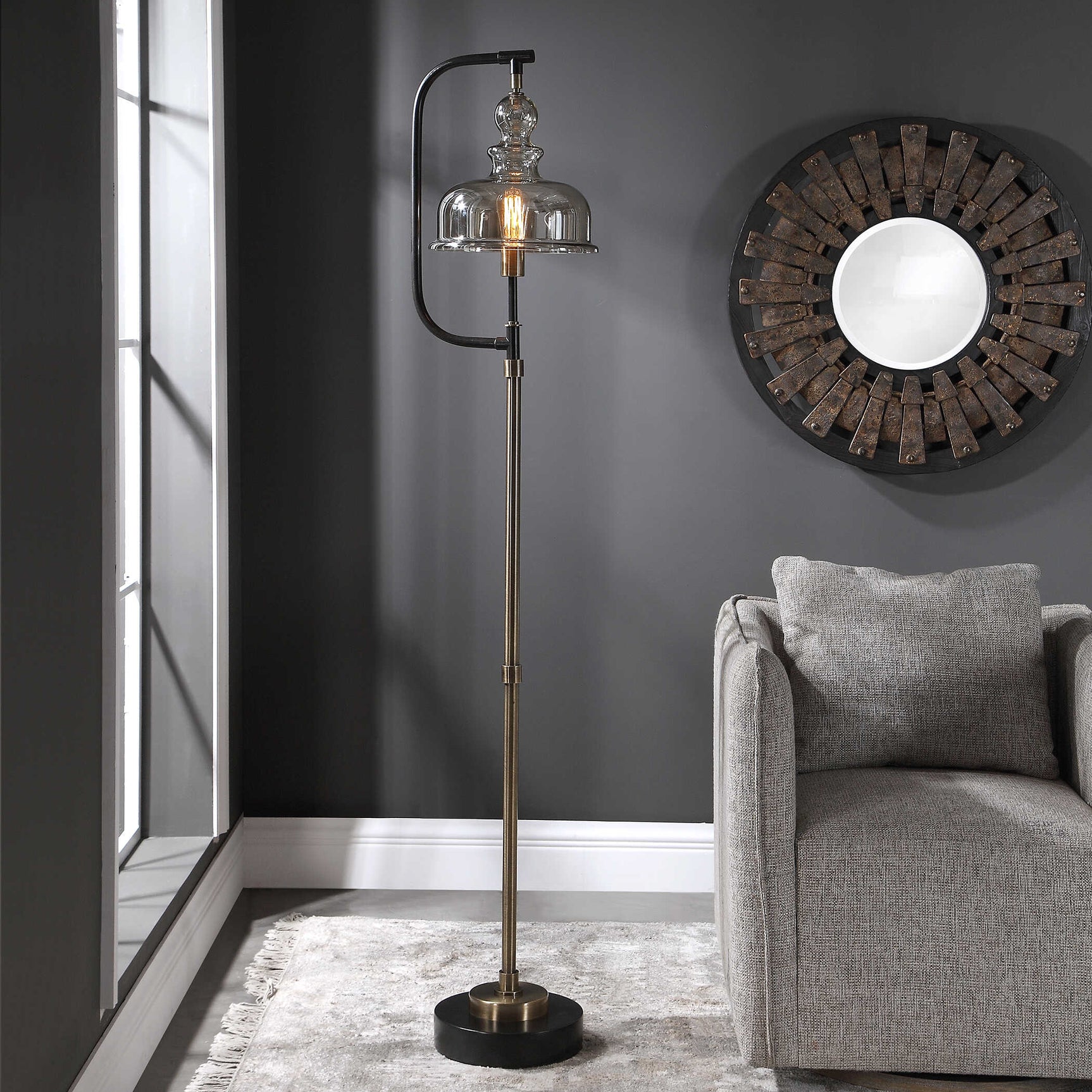 Elieser Brass/Bronze Industrial Floor Lamp