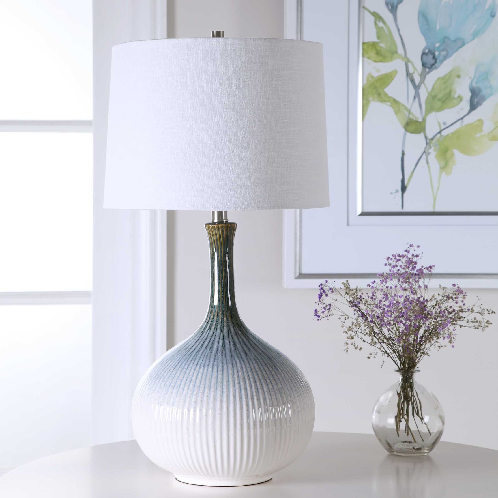 Eichler Blue/Brown/White Mid-Century Table Lamp
