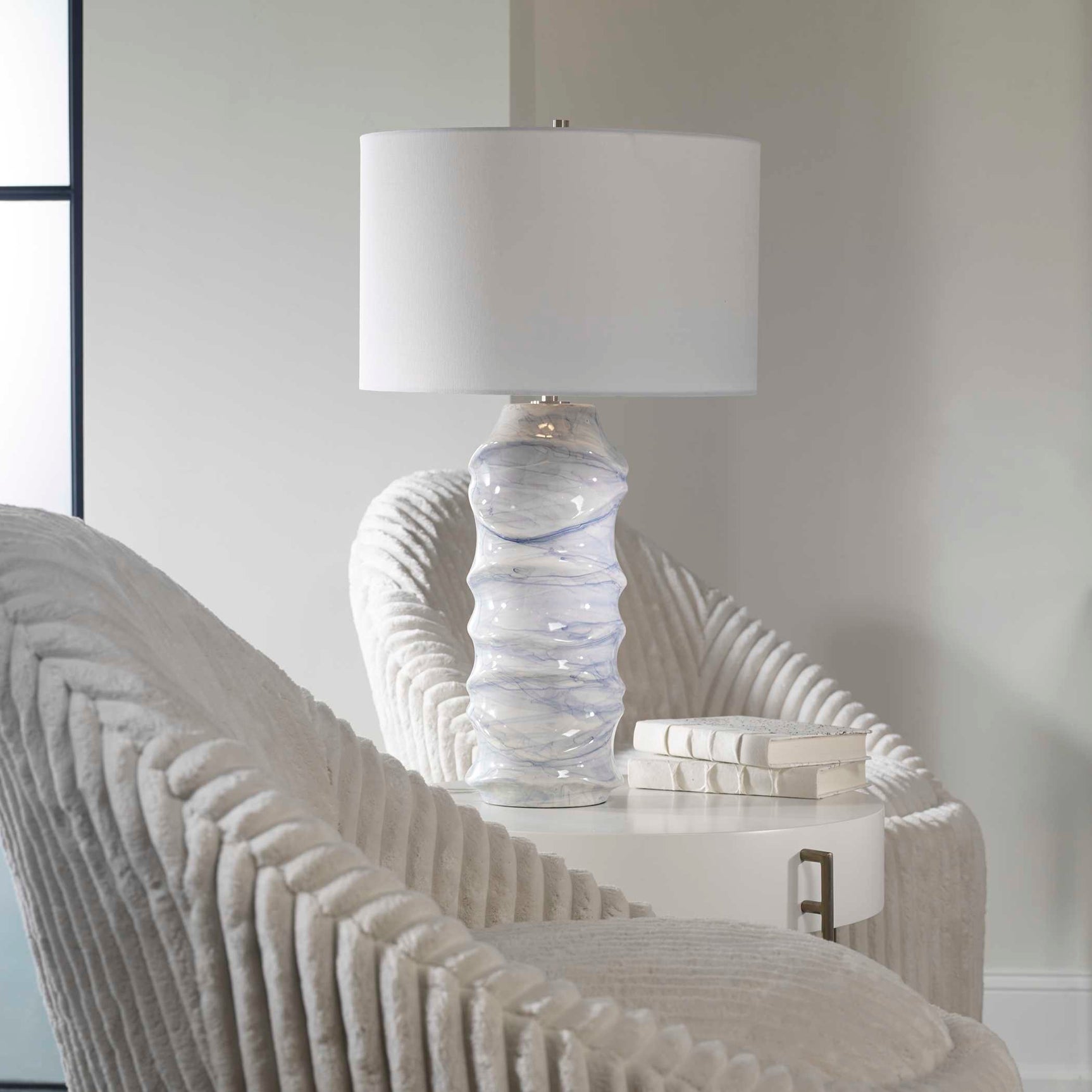 Waves Blue/White Table Lamp