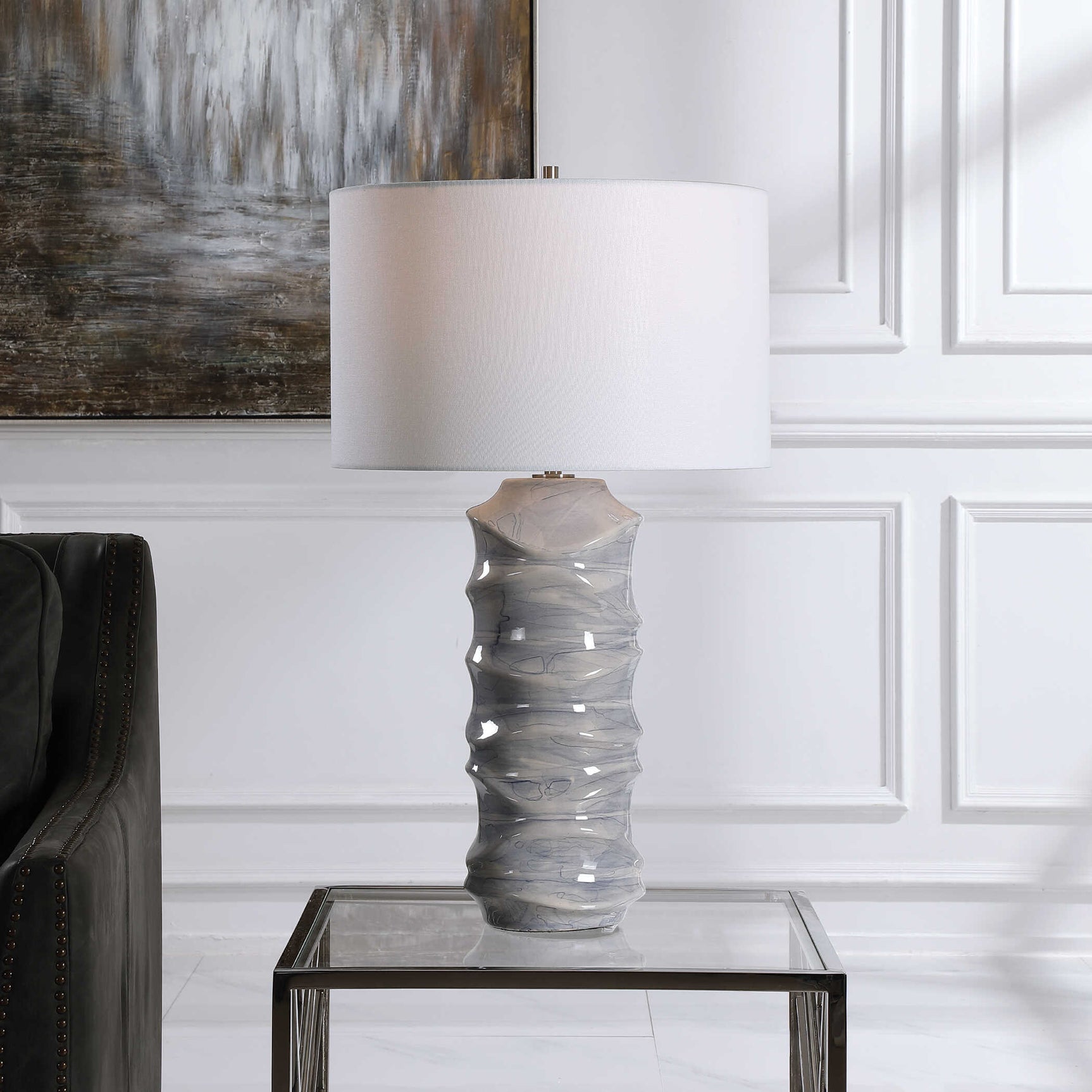Waves Blue/White Table Lamp