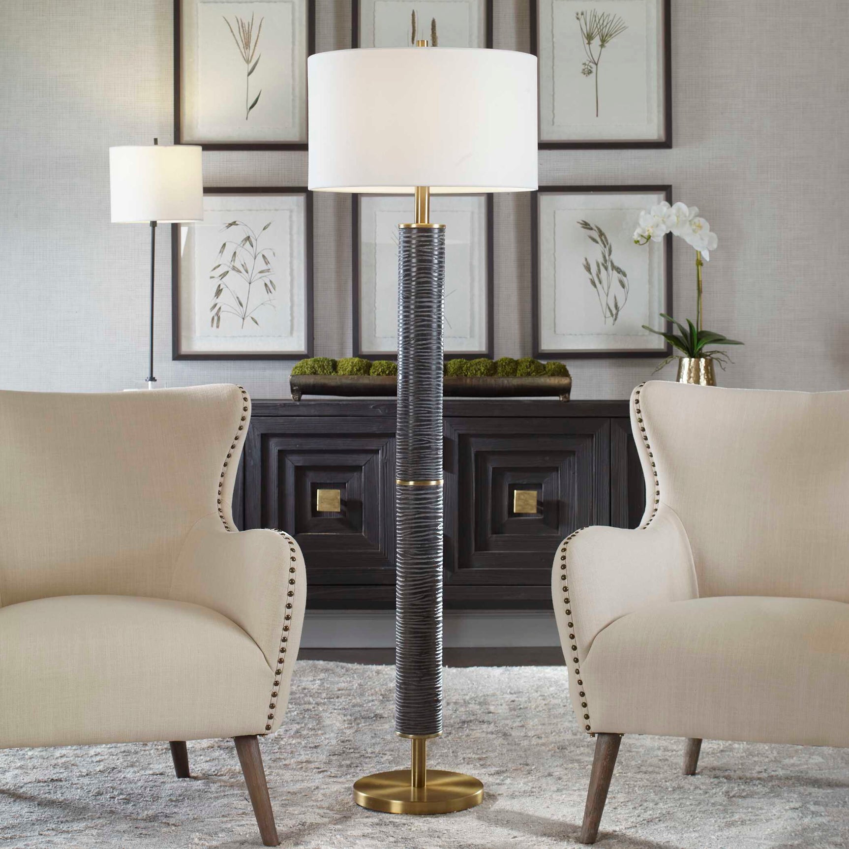 Summit Black/Gray Rustic Floor Lamp