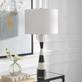 Bandeau Black/White Banded Stone Table Lamp
