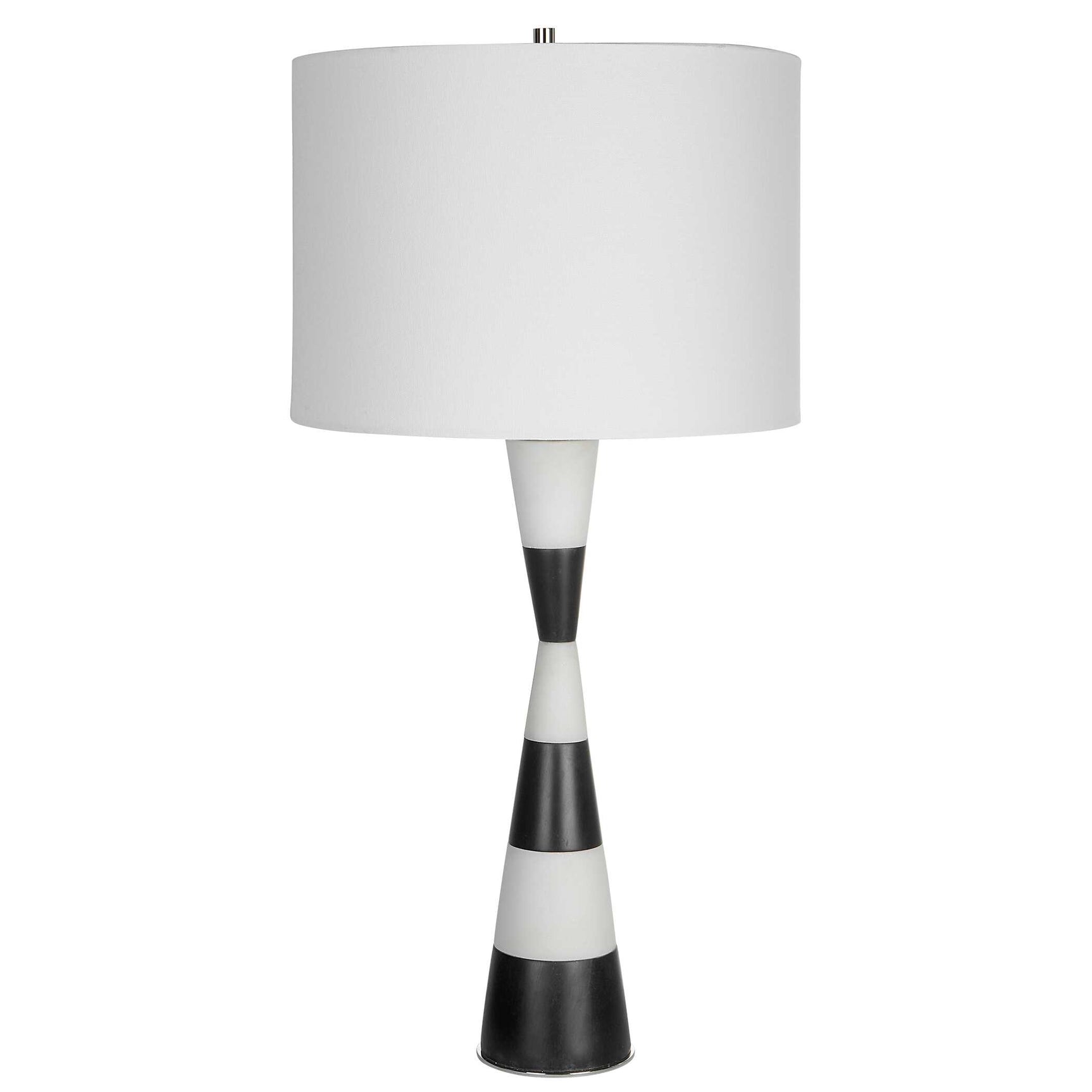Bandeau Black/White Banded Stone Table Lamp