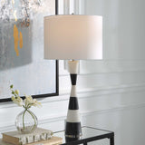 Bandeau Black/White Banded Stone Table Lamp