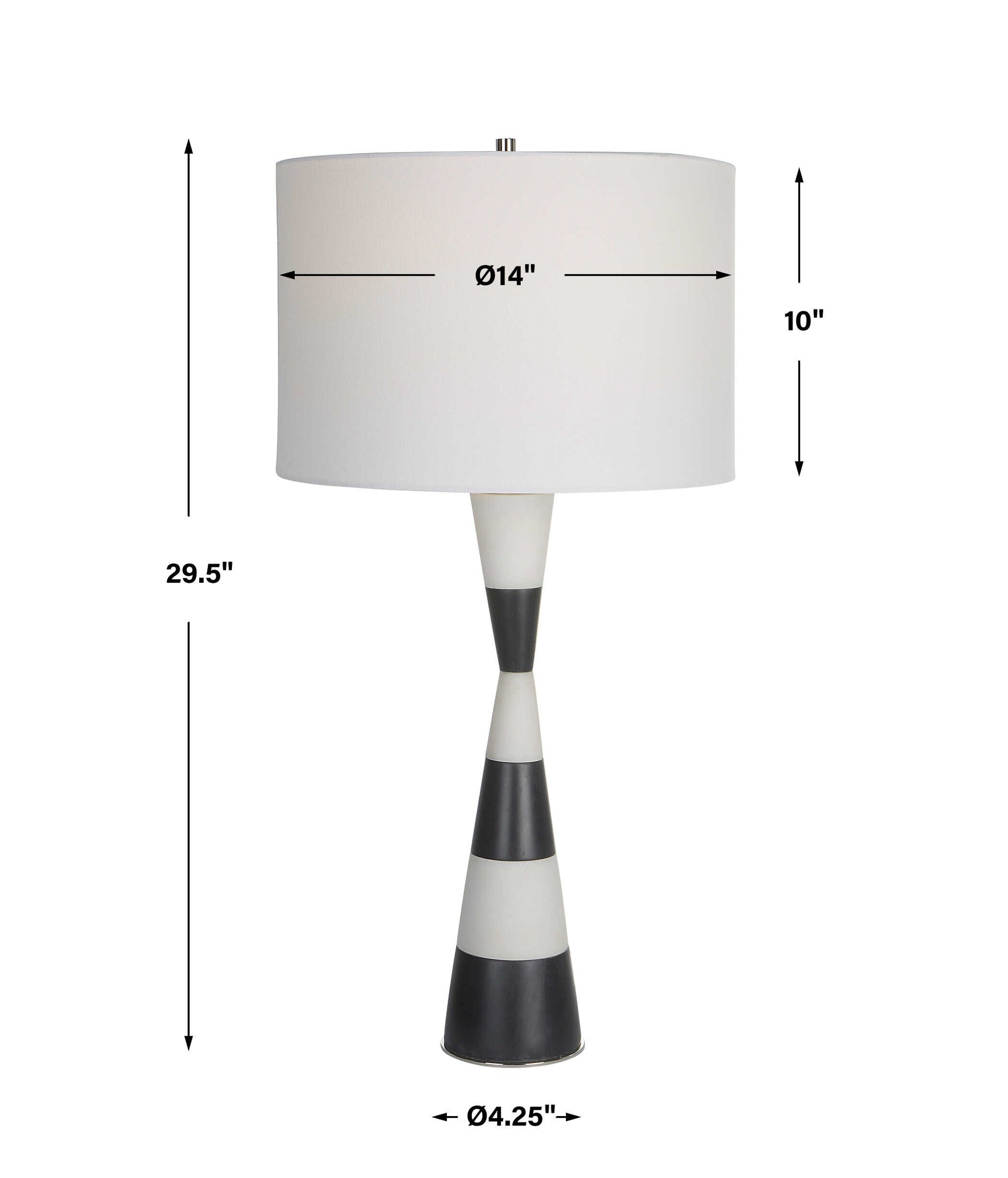 Bandeau Black/White Banded Stone Table Lamp