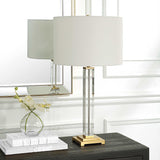 Crystal Column Brass Table Lamp