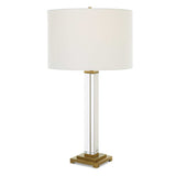 Crystal Column Brass Table Lamp