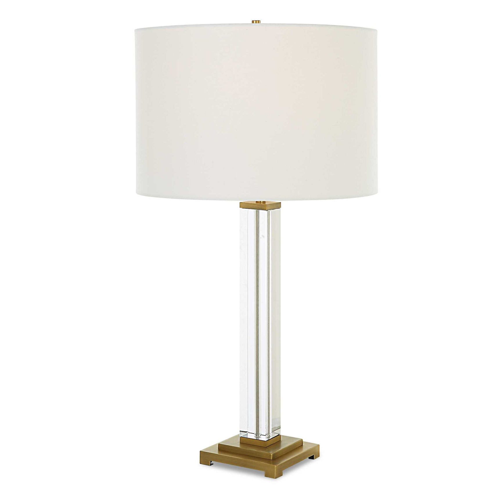 Crystal Column Brass Table Lamp