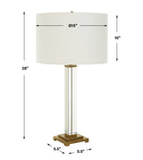 Crystal Column Brass Table Lamp