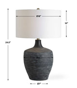 Graphite Black Ribbed Table Lamp