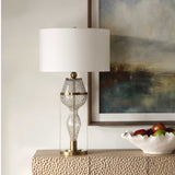 Out Of Time Brass/Gray Seeded Glass Table Lamp