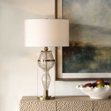 Out Of Time Brass/Gray Seeded Glass Table Lamp