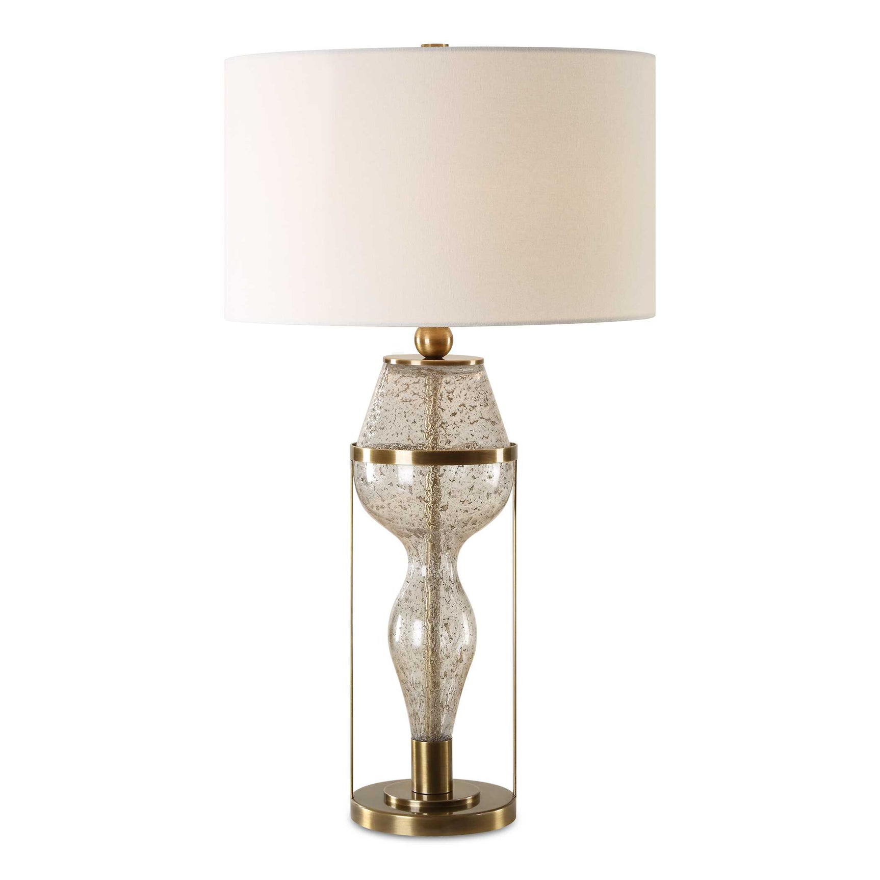Out Of Time Brass/Gray Seeded Glass Table Lamp