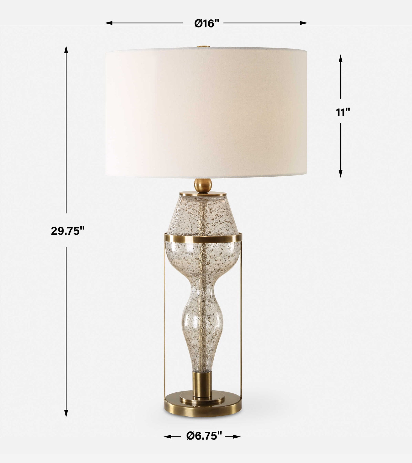 Out Of Time Brass/Gray Seeded Glass Table Lamp