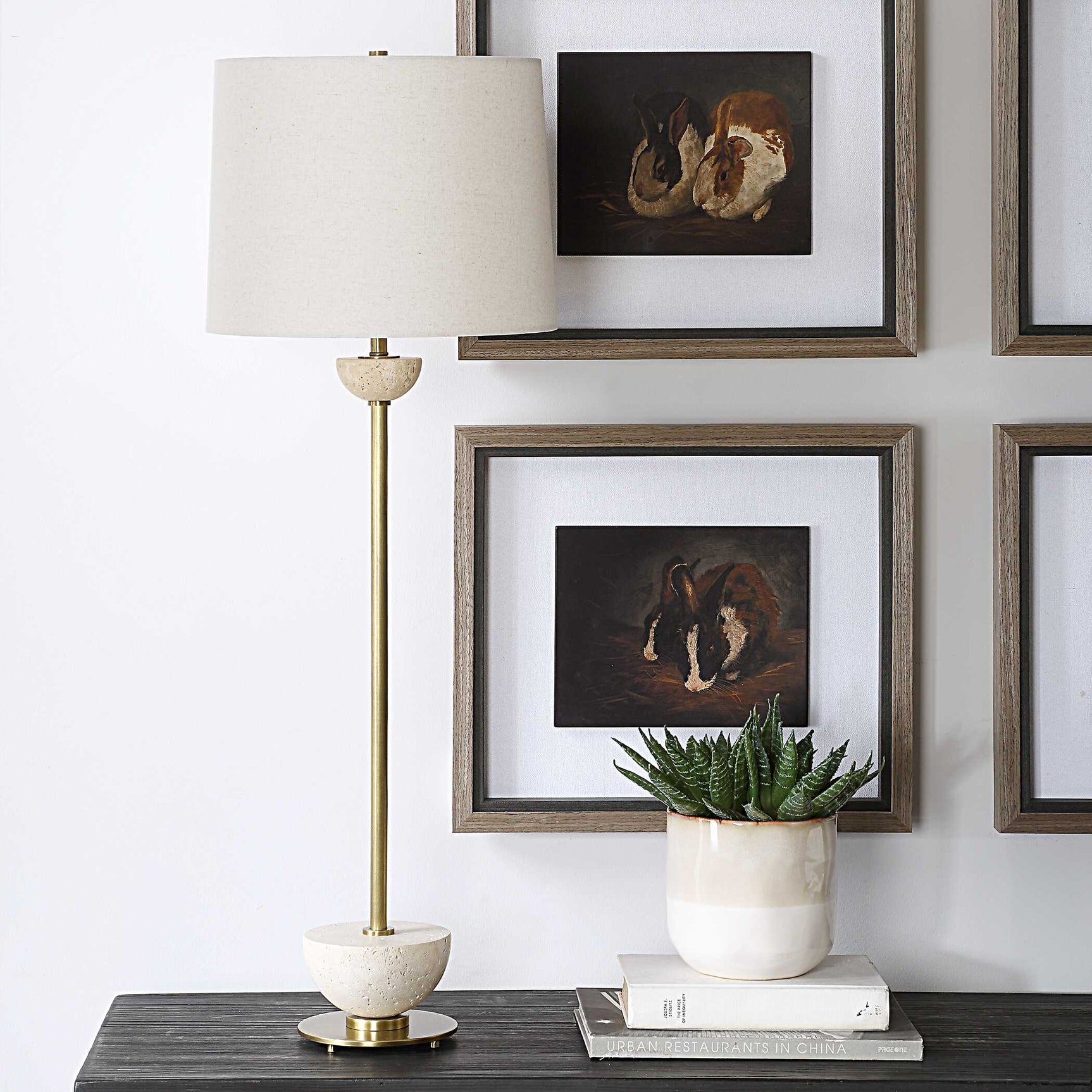 Hemisphere Brass Buffet Lamp