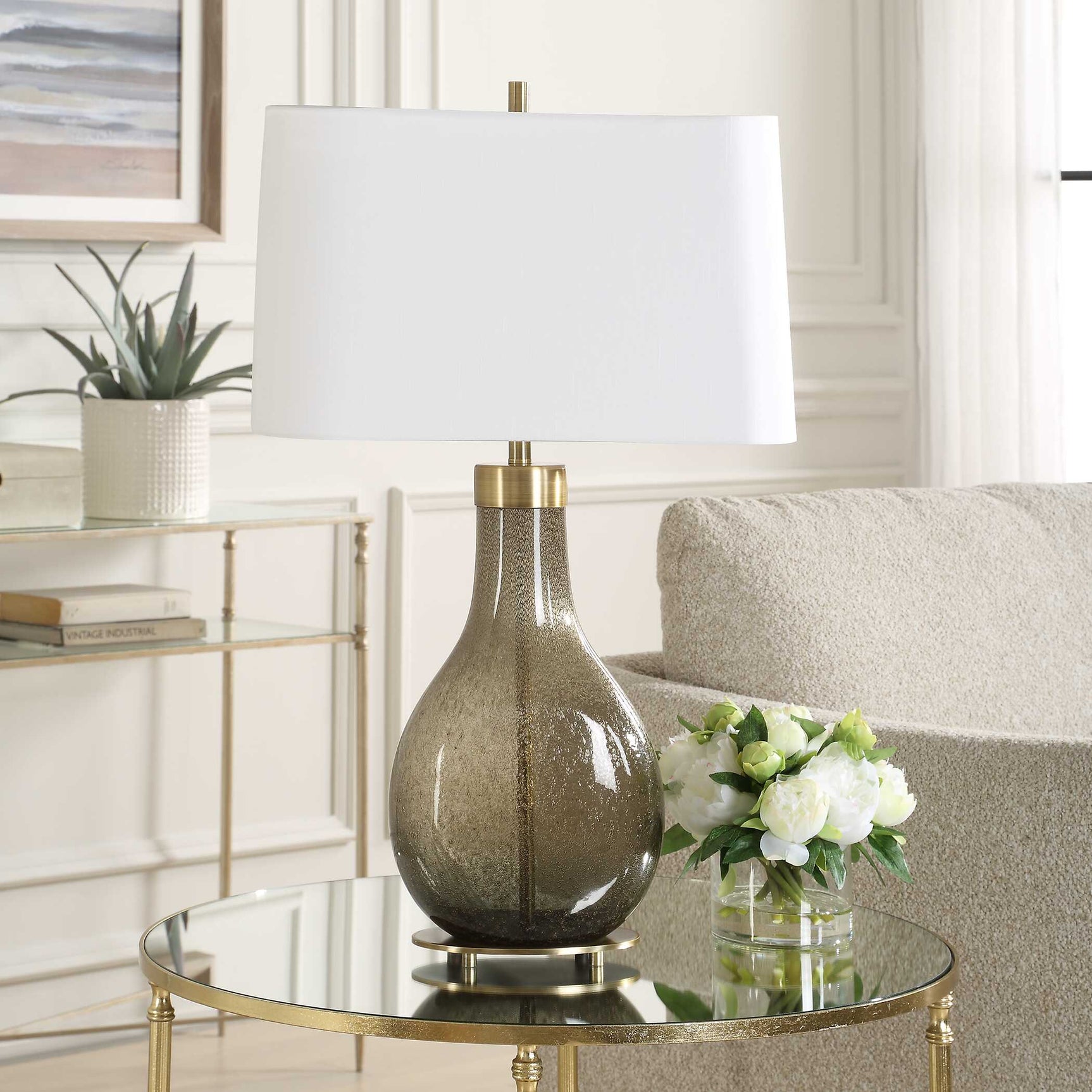 Shyla Bronze/Brown Dark Glass Table Lamp