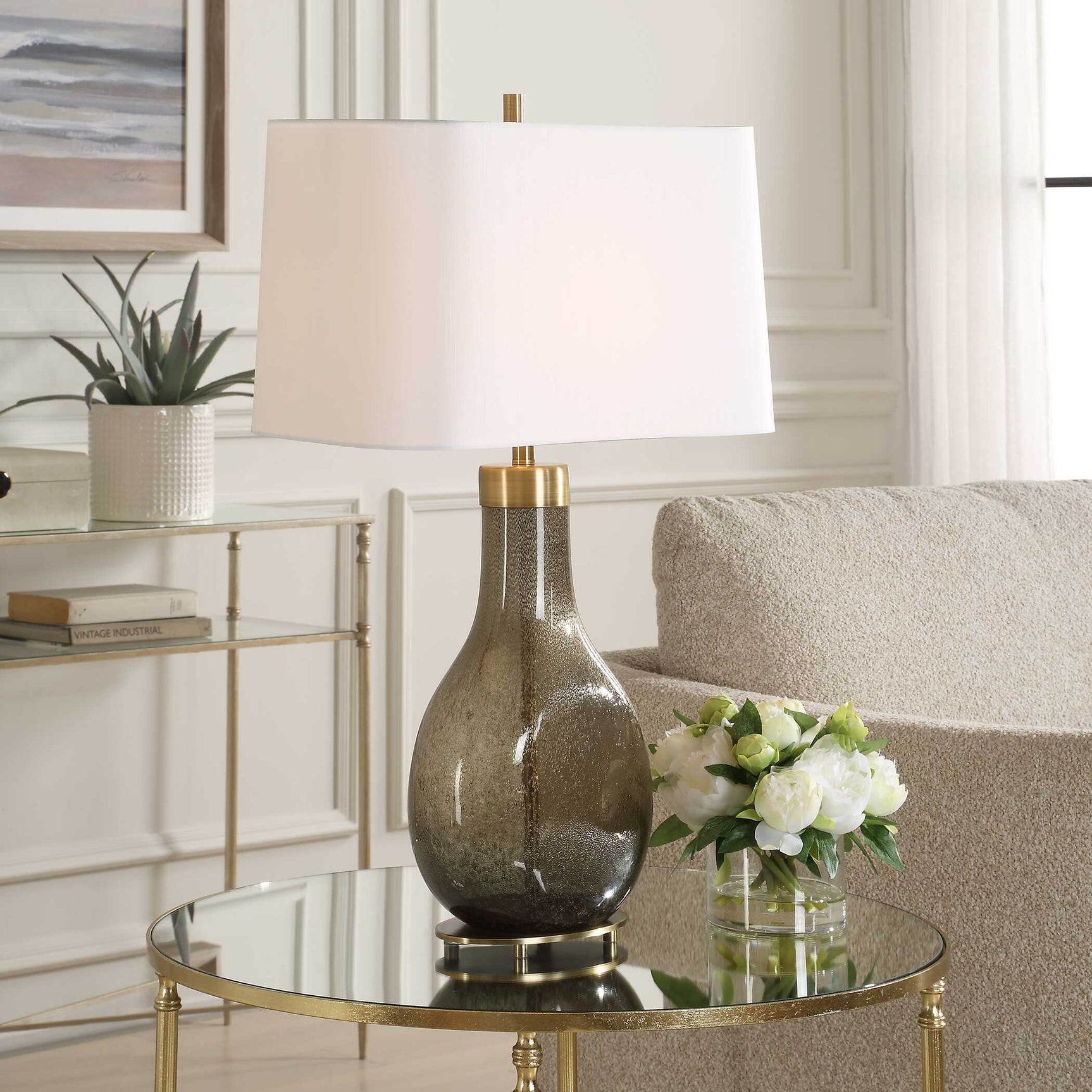 Shyla Bronze/Brown Dark Glass Table Lamp