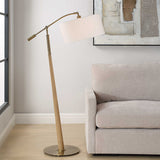 Kennett Brass/Brown/Woodtone Wooden Floor Lamp