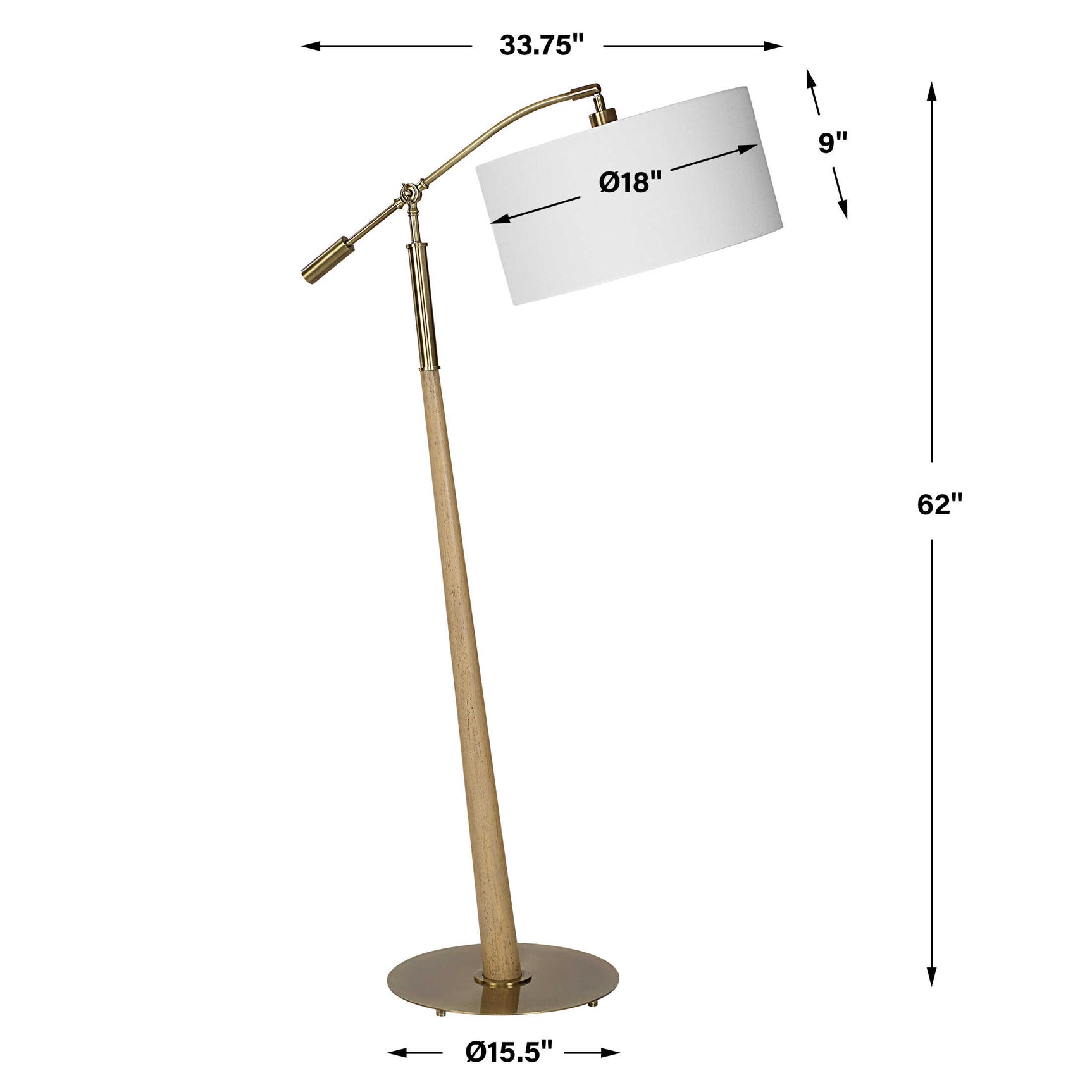 Kennett Brass/Brown/Woodtone Wooden Floor Lamp