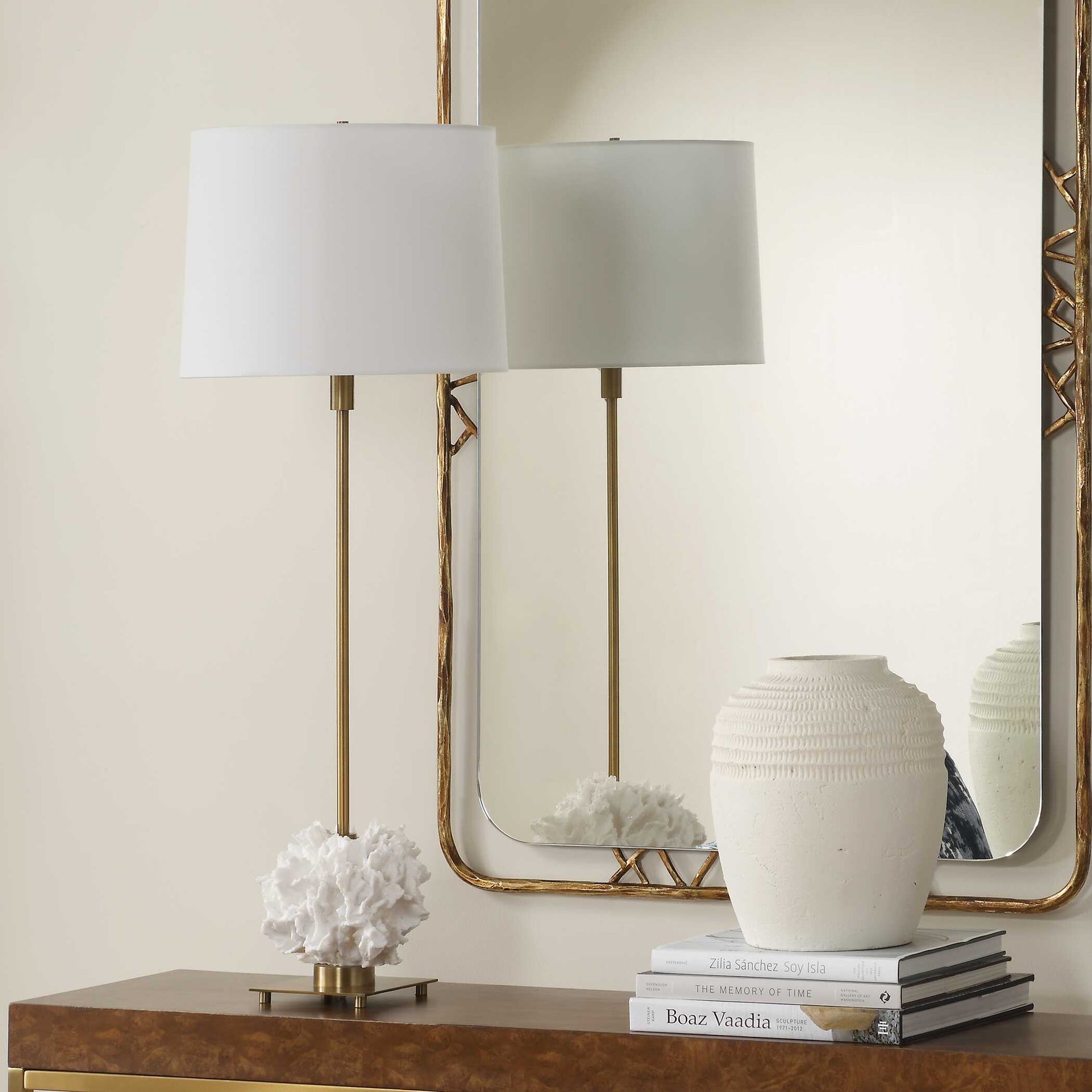 Caronia Brass/White Coral Buffet Lamp