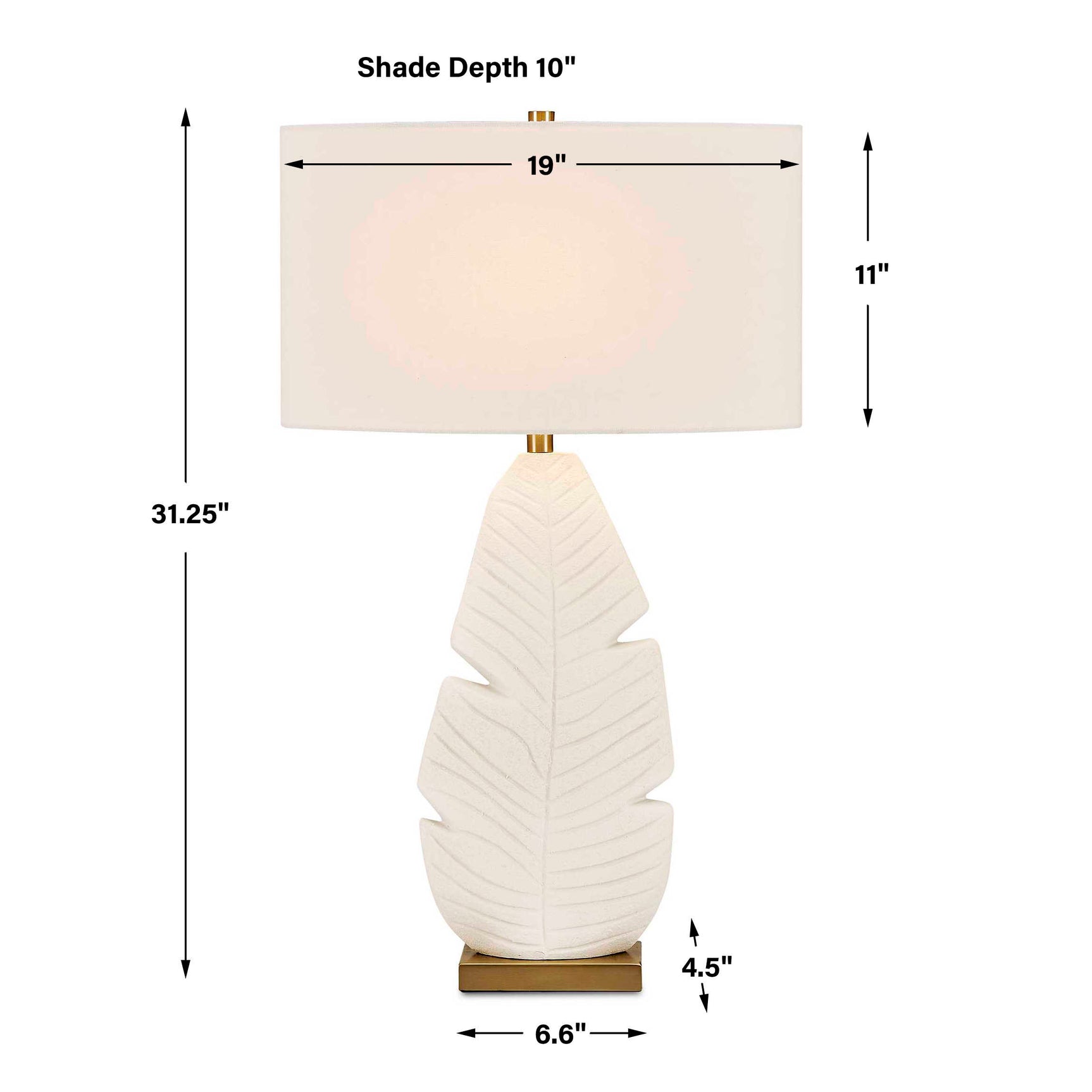 Palm Leaf White Table Lamp