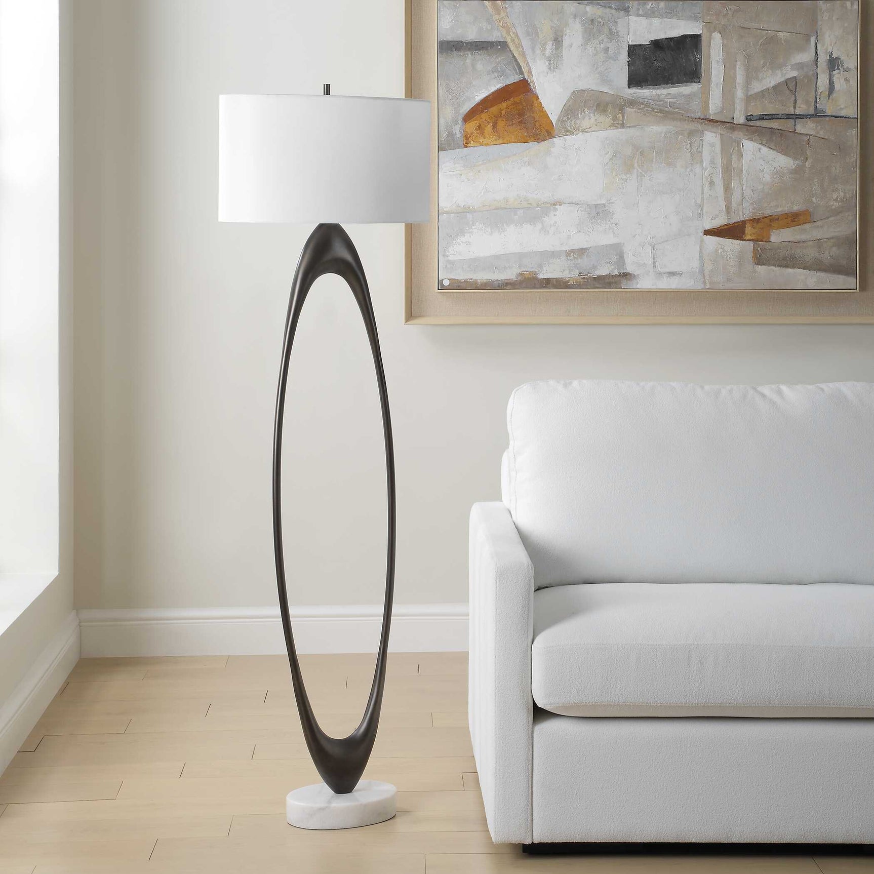 Sonic Bronze Open Oval Floor Lamp