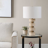 Makani Gold/White Travertine Table Lamp