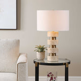 Makani Gold/White Travertine Table Lamp