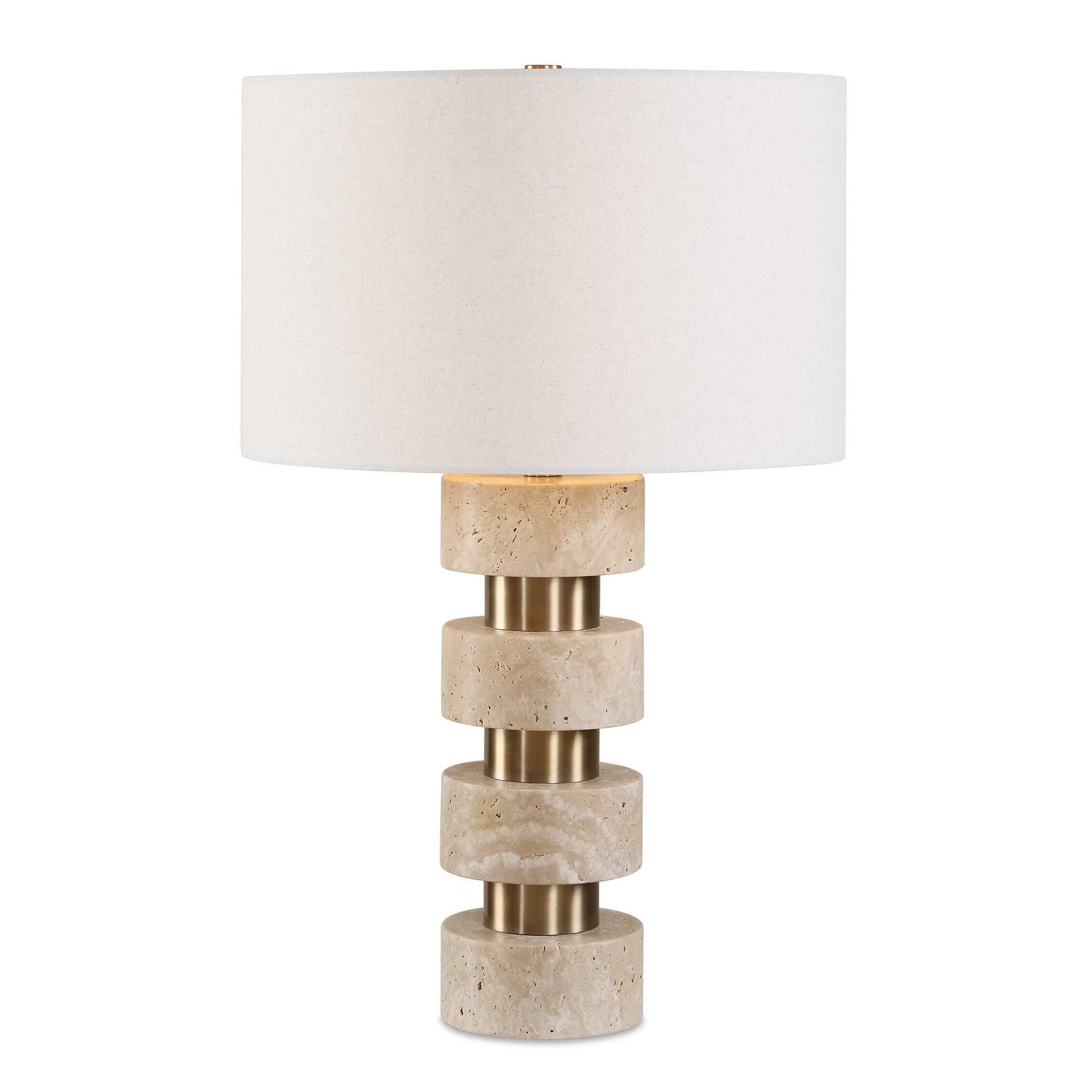 Makani Gold/White Travertine Table Lamp