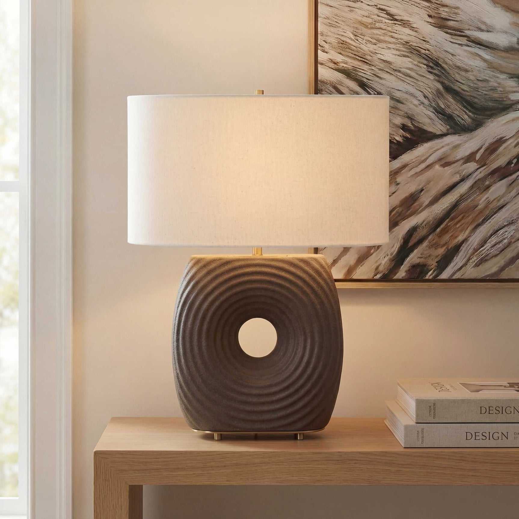 Geno Brown Concentric Ribbed Table Lamp