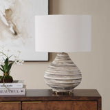 Azura Brown/Gray/White Horizontal Line Table Lamp
