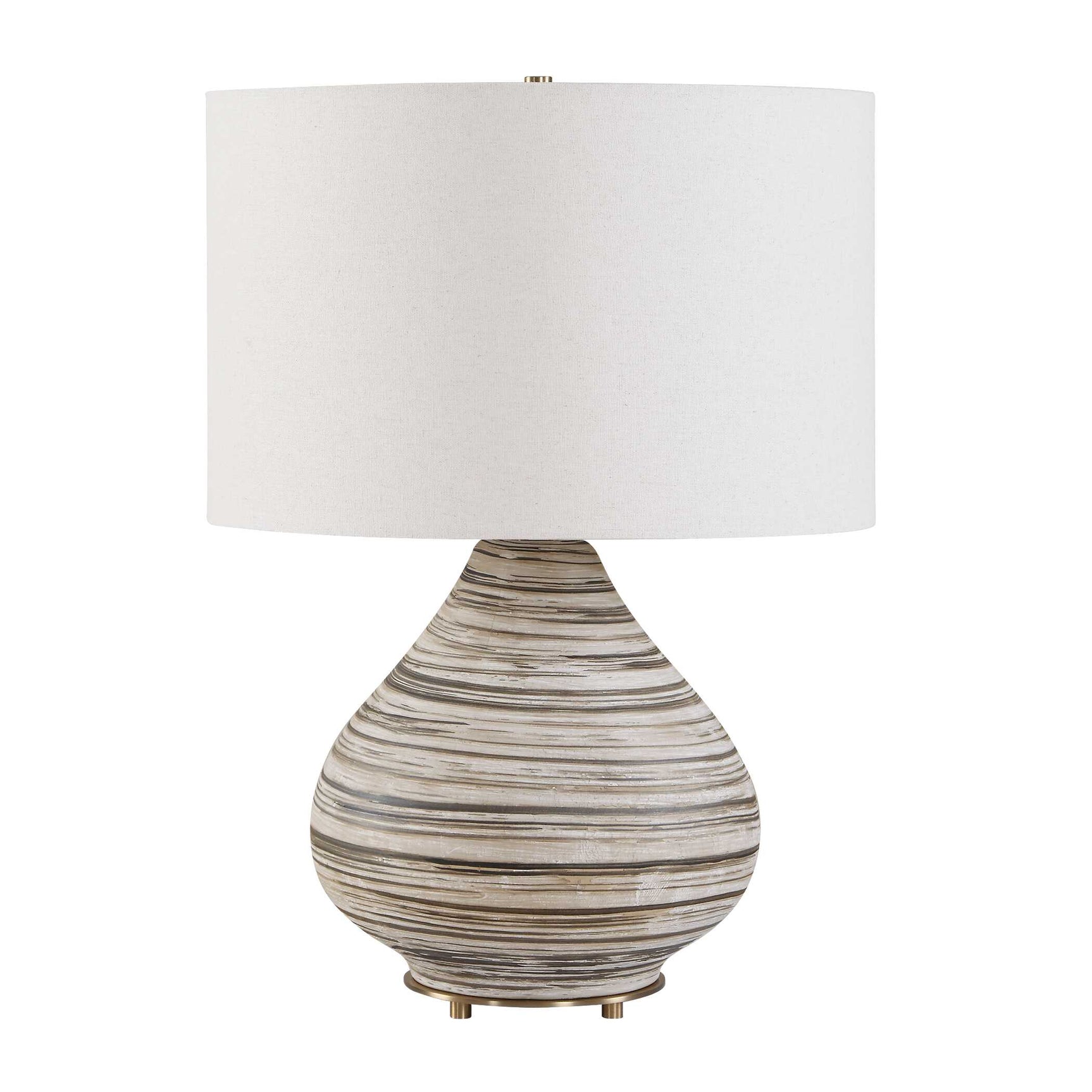 Azura Brown/Gray/White Horizontal Line Table Lamp