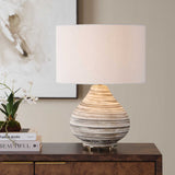 Azura Brown/Gray/White Horizontal Line Table Lamp