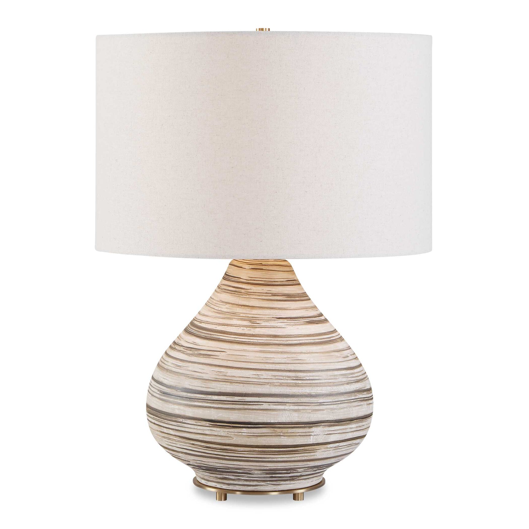 Azura Brown/Gray/White Horizontal Line Table Lamp