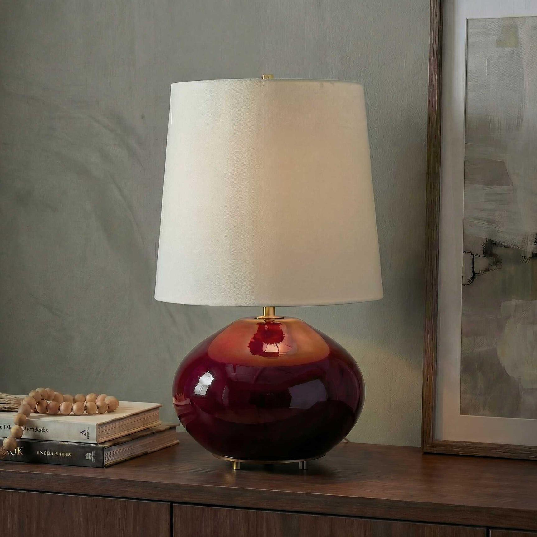 Allemand Ruby Red Glaze Table Lamp