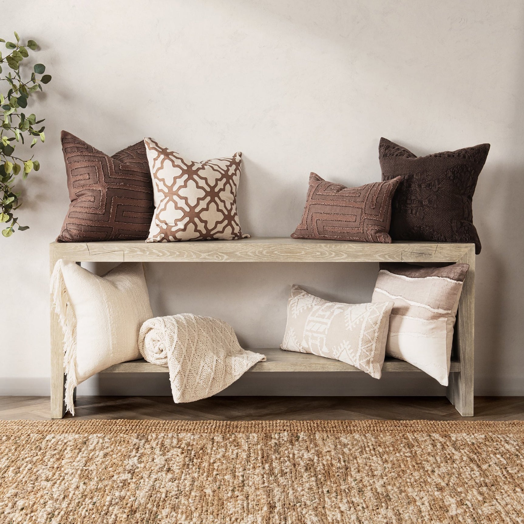 LN Abbey Sierra Brown 22x22 Throw Pillow (Set of 2) - Ornate Home