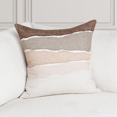 LN Bikram Ivory/Mocha Cream 22x22 Throw Pillow (Set of 2) - Ornate Home