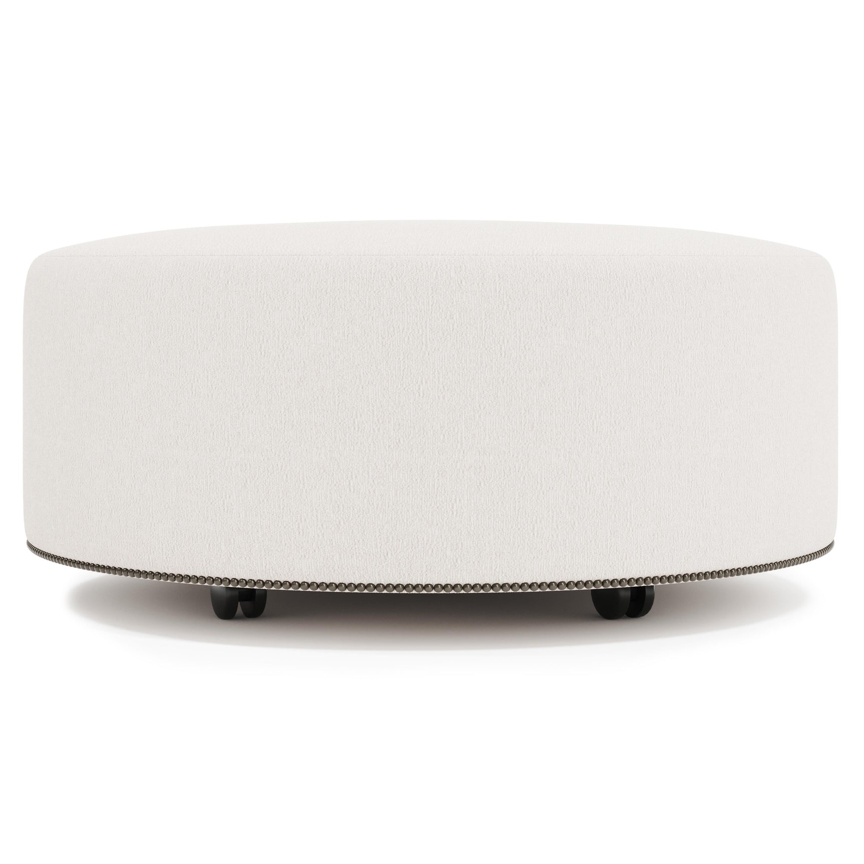 LOLO White/Cream Fabric Cocktail Ottoman - Ornate Home