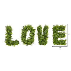 “LOVE” Boxwood Artificial Wall Decoration (Indoor/Outdoor) Trellis - Ornate Home