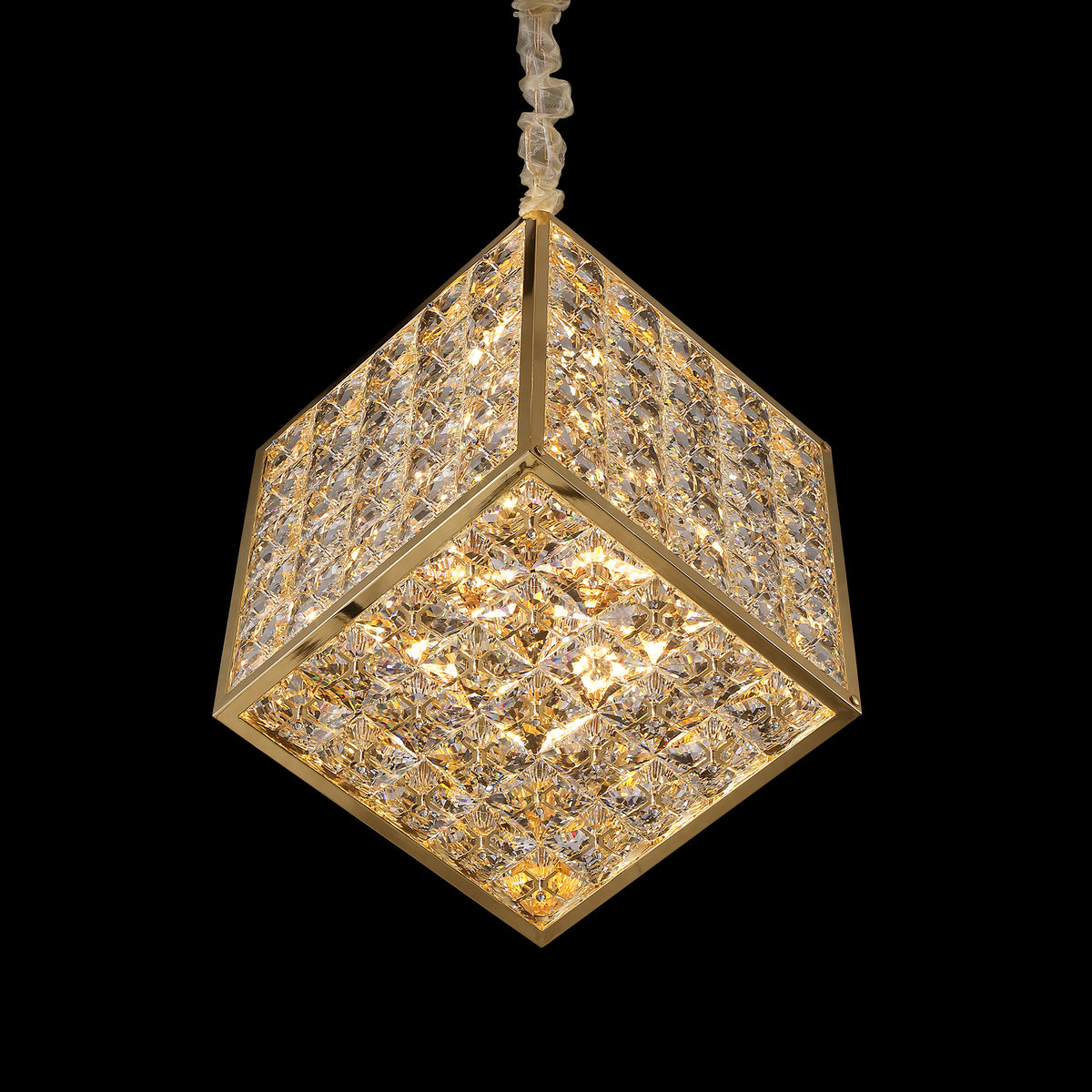 Cubes Gold Modern Crystal Chandelier