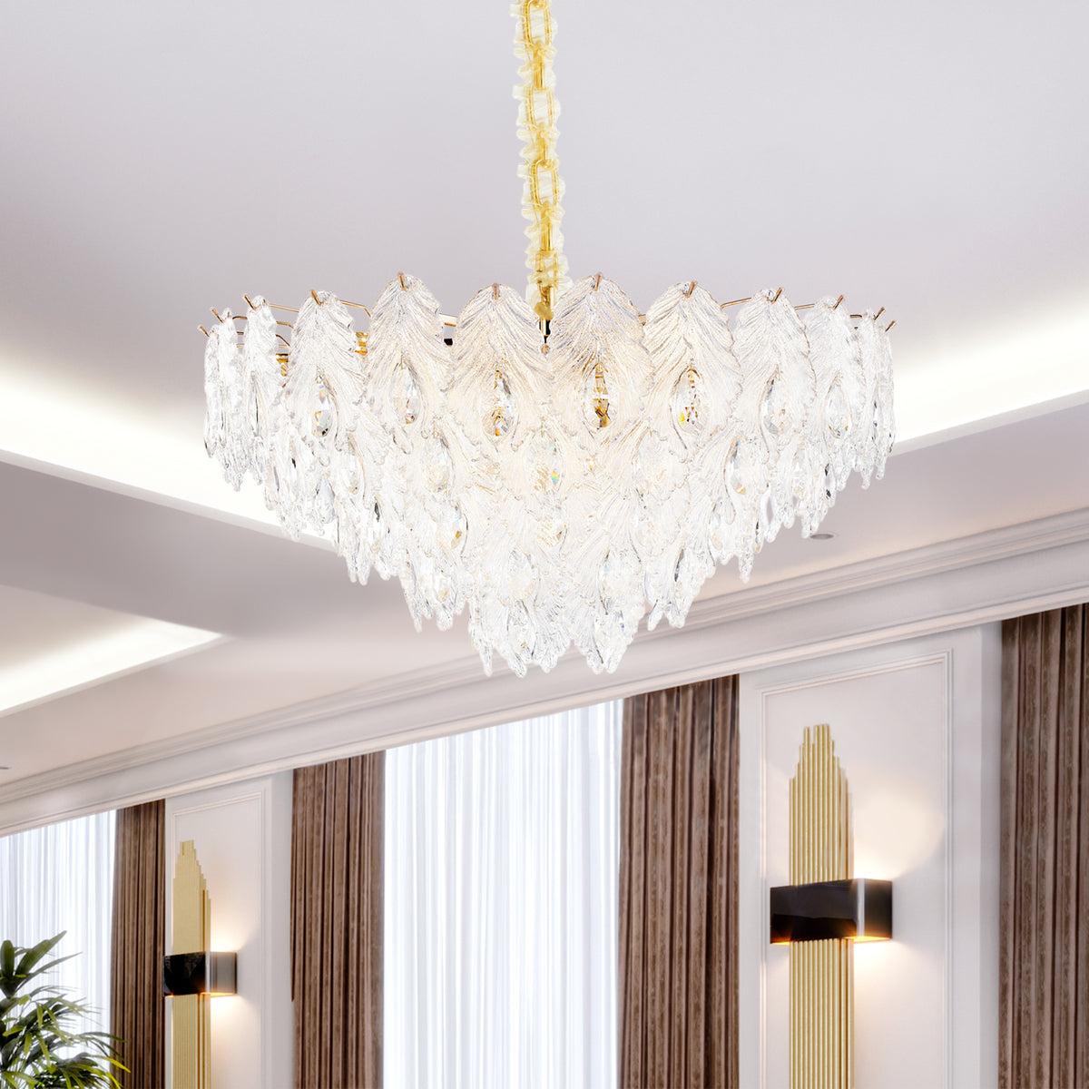 Orlisse Gold 18-Light Acrylic Chandelier
