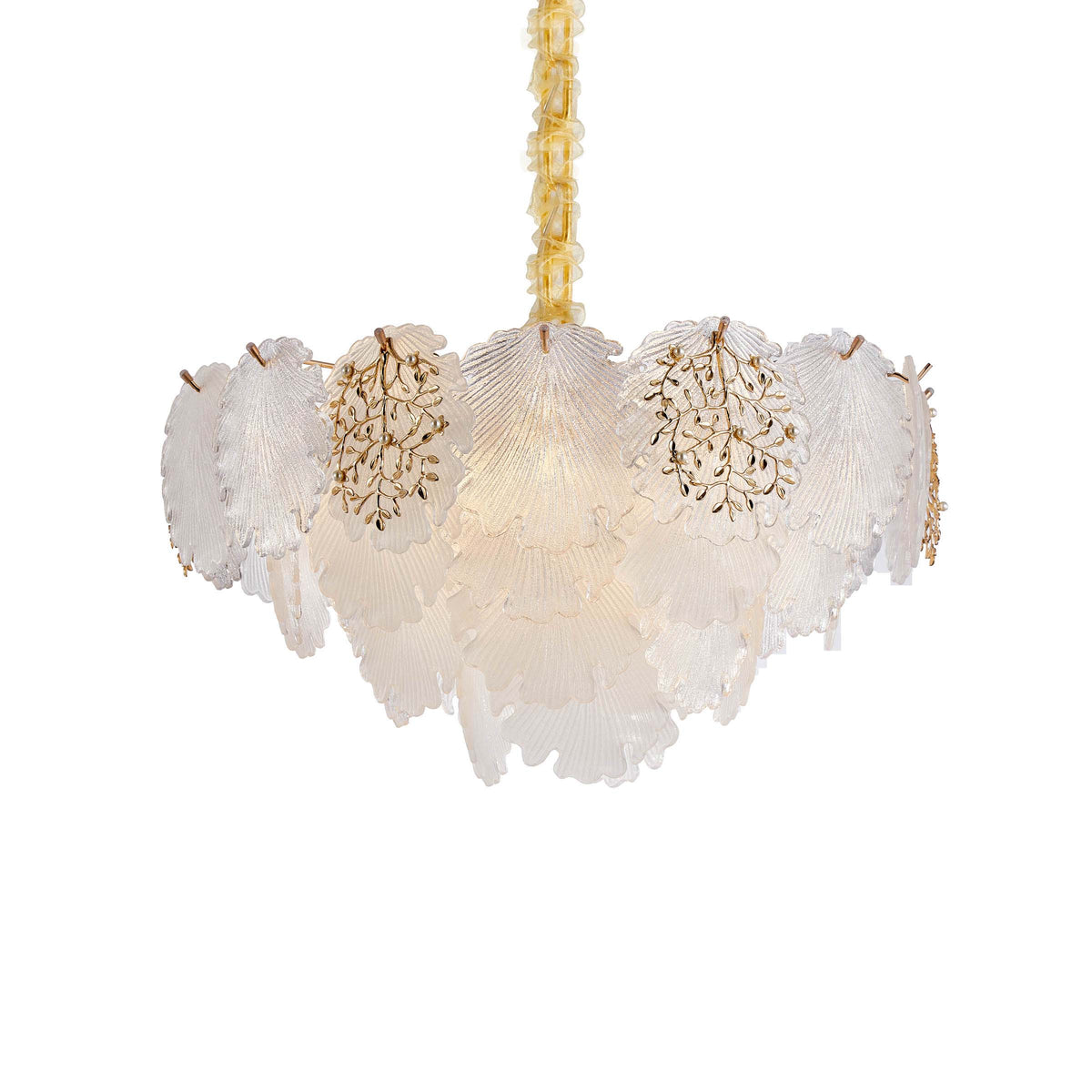 Almara Frost/Gold 9-Light Frosted Glass Chandelier
