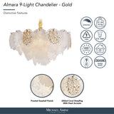 Almara Frost/Gold 9-Light Frosted Glass Chandelier