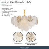 Almara Frost/Gold 9-Light Frosted Glass Chandelier