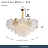 Almara Frost/Gold 9-Light Frosted Glass Chandelier