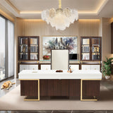 Almara Frost/Gold 9-Light Frosted Glass Chandelier