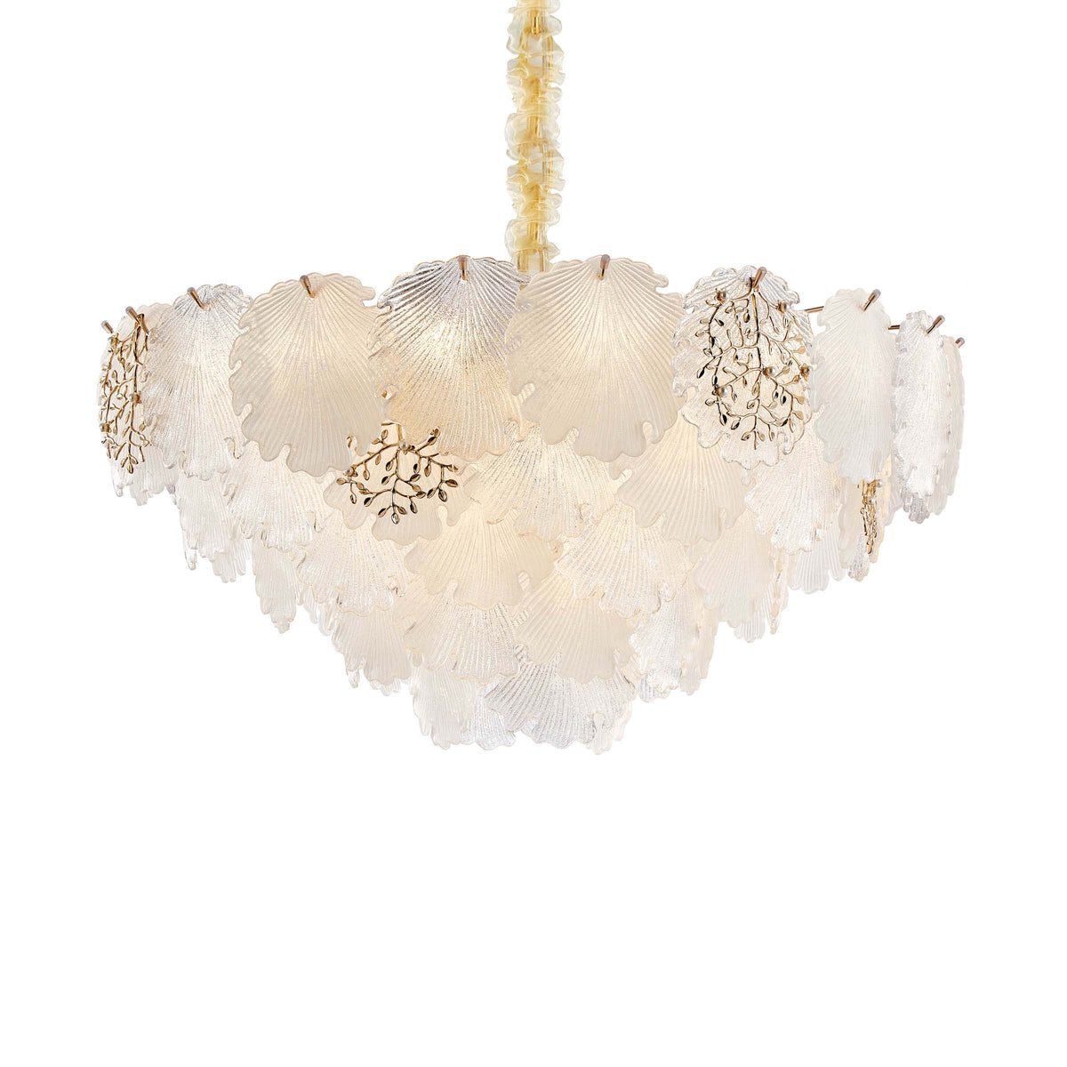Almara Frost/Gold 18-Light Frosted Glass Chandelier